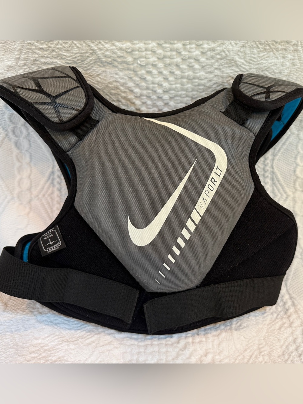 Nike Vapor LT Lacrosse Shoulder Pads Gray Blue Youth Large
